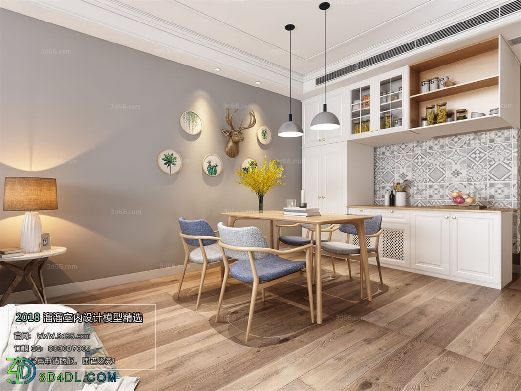 3D66 2018 Dining room kitchen Nordic style M012