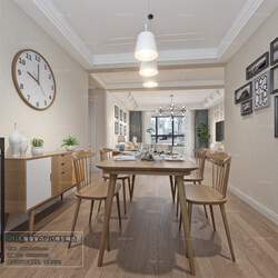 3D66 2018 Dining room kitchen Nordic style M015 
