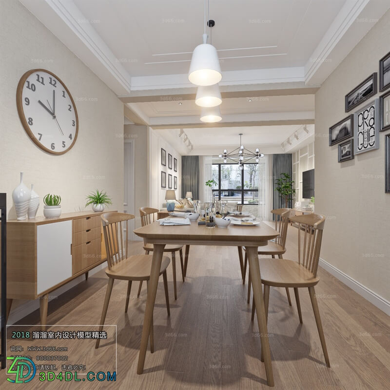 3D66 2018 Dining room kitchen Nordic style M015