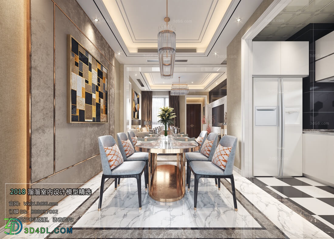 3D66 2018 Dining room kitchen Postmodern style B008