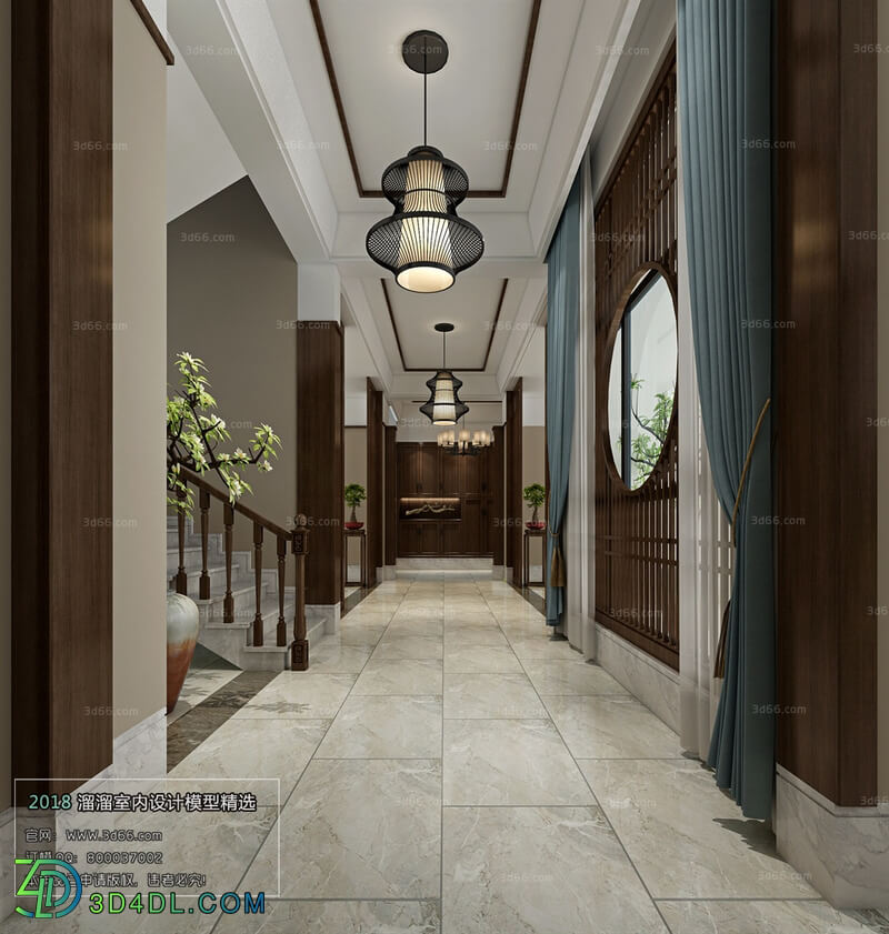 3D66 2018 Elevator Corridor Chinese style C001