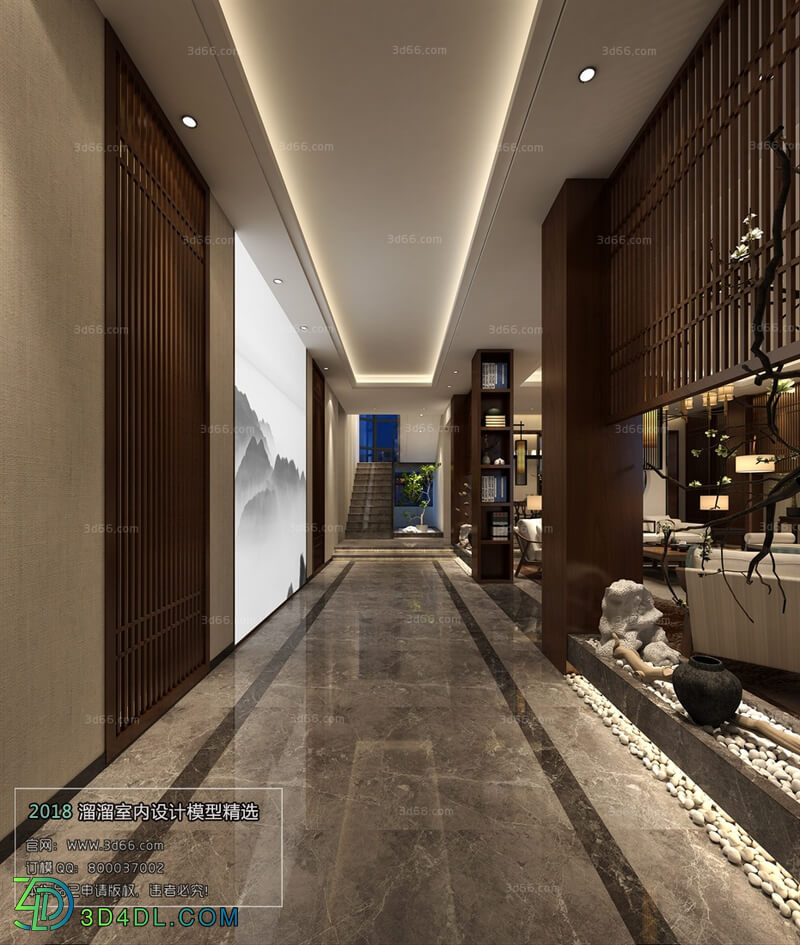 3D66 2018 Elevator Corridor Chinese style C002