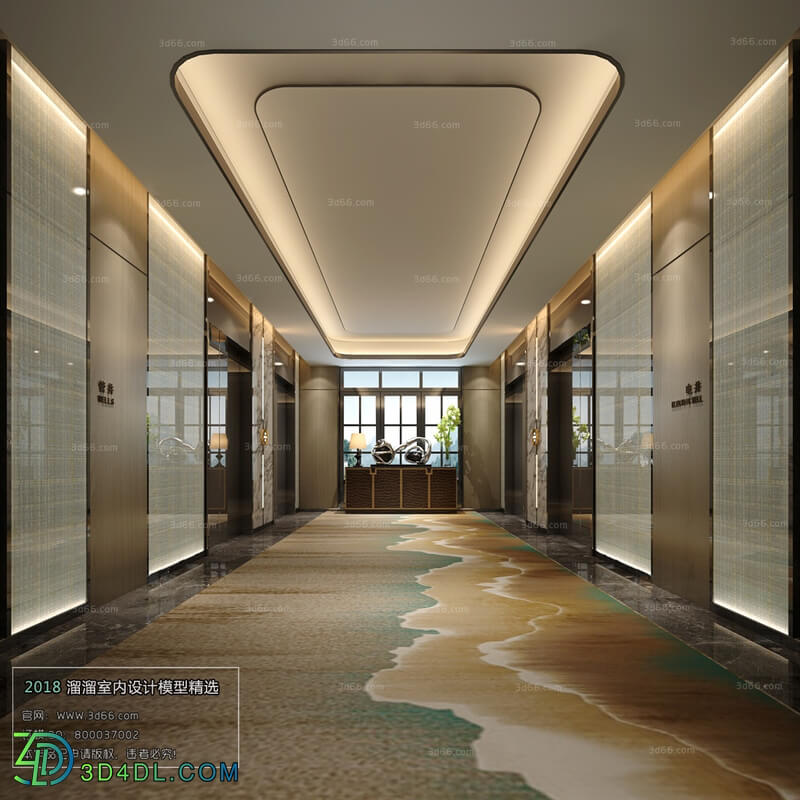 3D66 2018 Elevator Corridor Chinese style C003