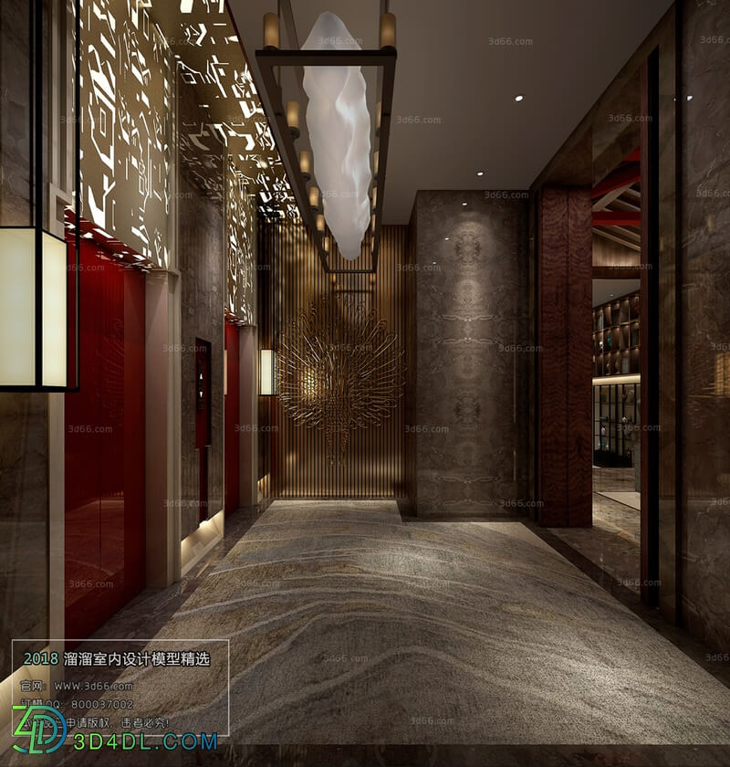 3D66 2018 Elevator Corridor Chinese style C005