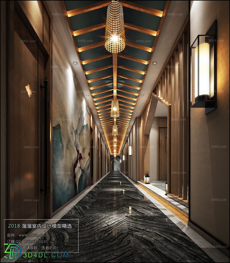 3D66 2018 Elevator Corridor Chinese style C006