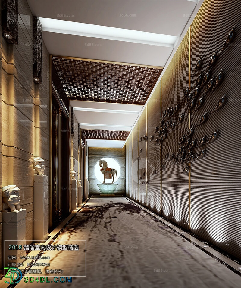 3D66 2018 Elevator Corridor Chinese style C007