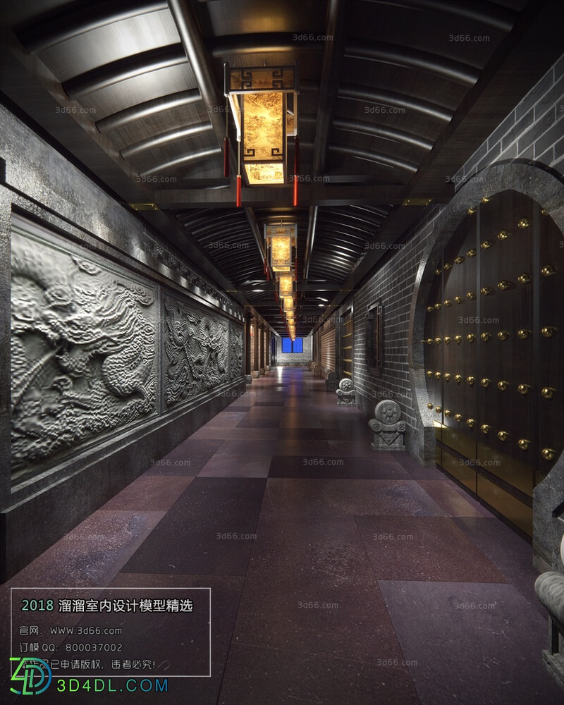 3D66 2018 Elevator Corridor Chinese style C009