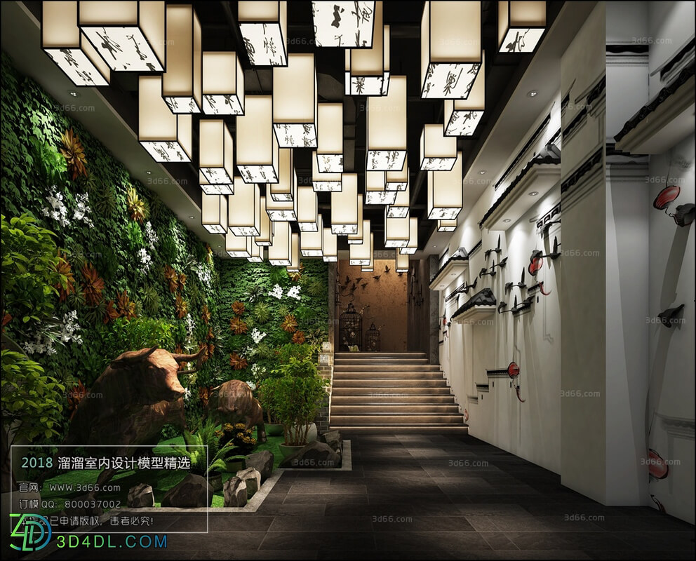 3D66 2018 Elevator Corridor Chinese style C016