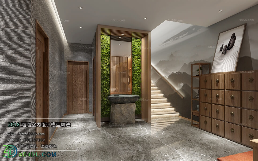 3D66 2018 Elevator Corridor Chinese style C017