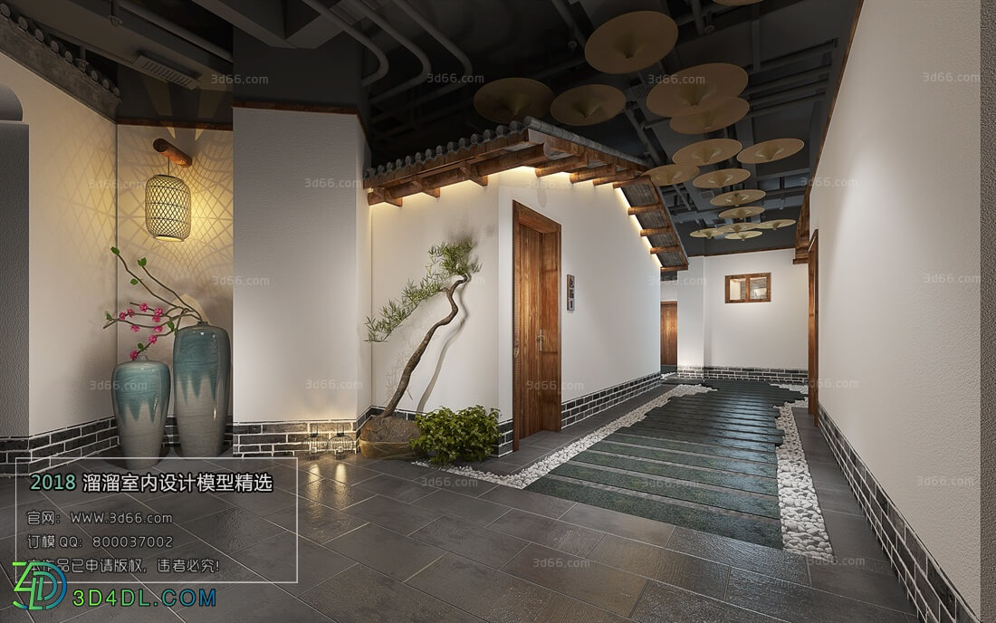 3D66 2018 Elevator Corridor Chinese style C020
