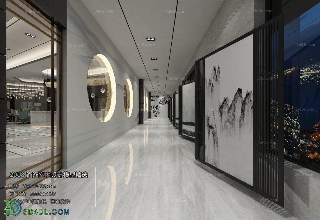 3D66 2018 Elevator Corridor Chinese style C022