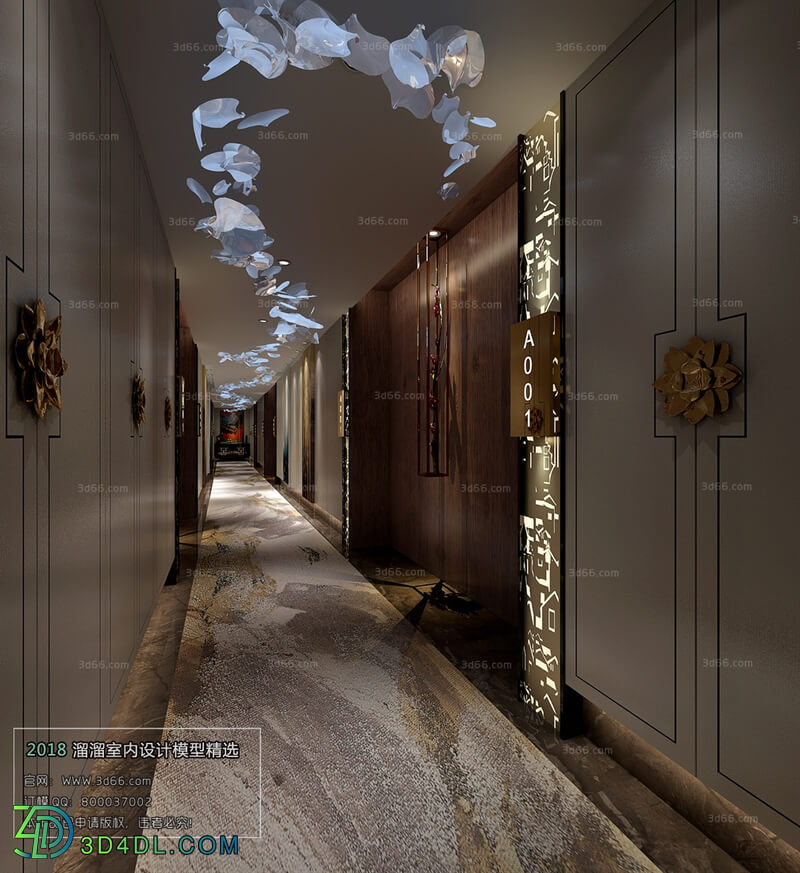 3D66 2018 Elevator Corridor Chinese style C023