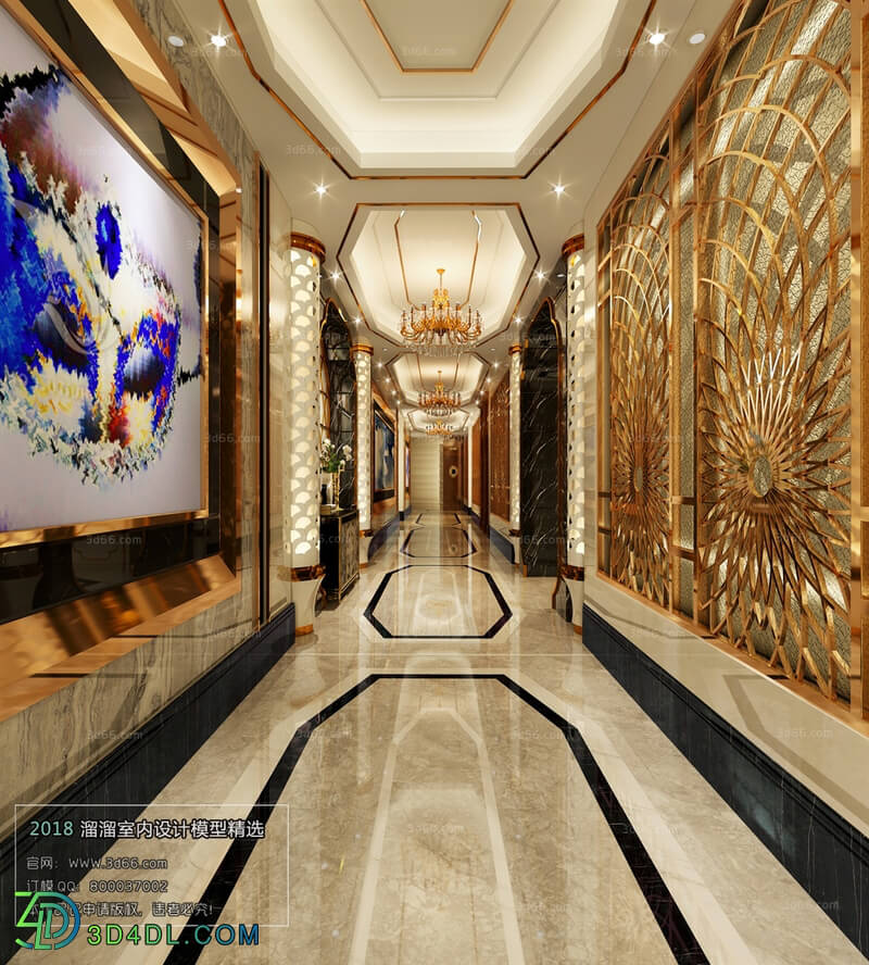 3D66 2018 Elevator Corridor Postmodern style B006