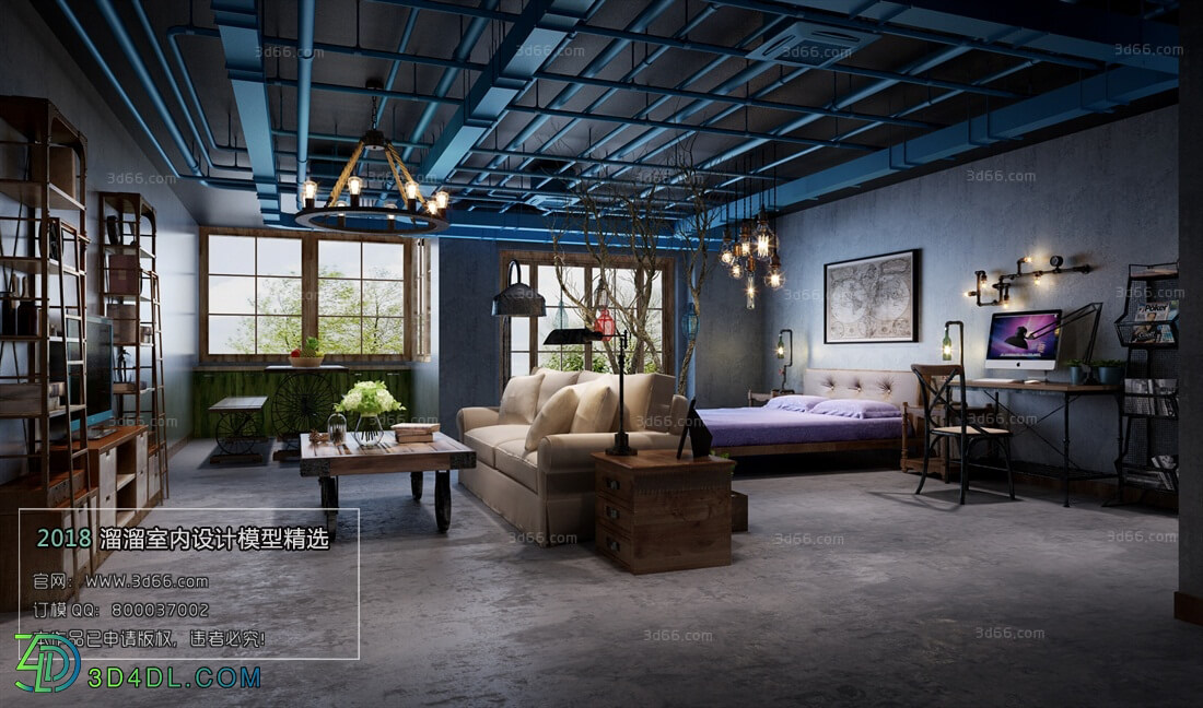 3D66 2018 Hotel Suite Industrial style H001