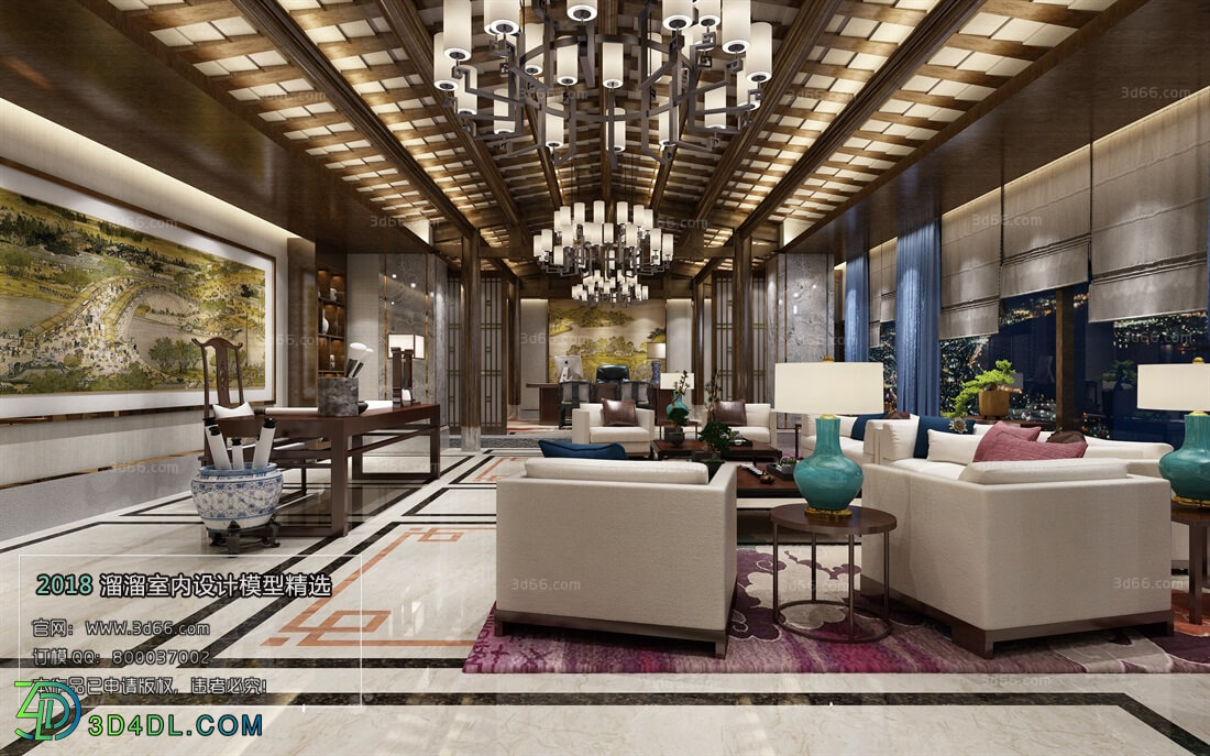 3D66 2018 Office Meeting Reception Room Chinese style C002