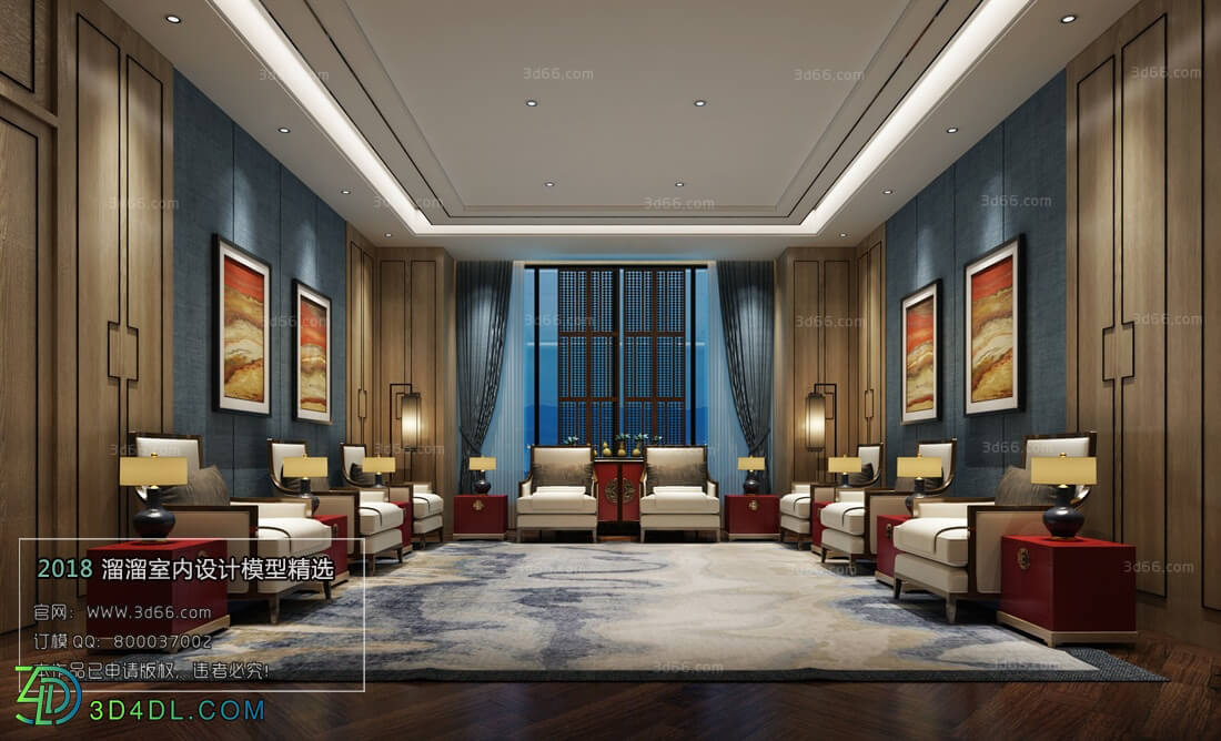 3D66 2018 Office Meeting Reception Room Chinese style C009