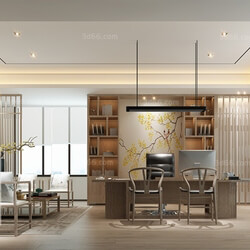 3D66 2018 Office Meeting Reception Room Chinese style C014 