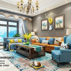3D66 2018 Sitting room space American style E009 
