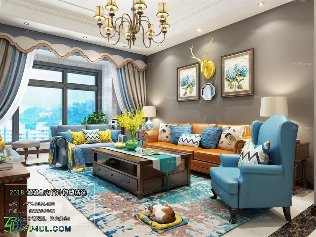 3D66 2018 Sitting room space American style E009