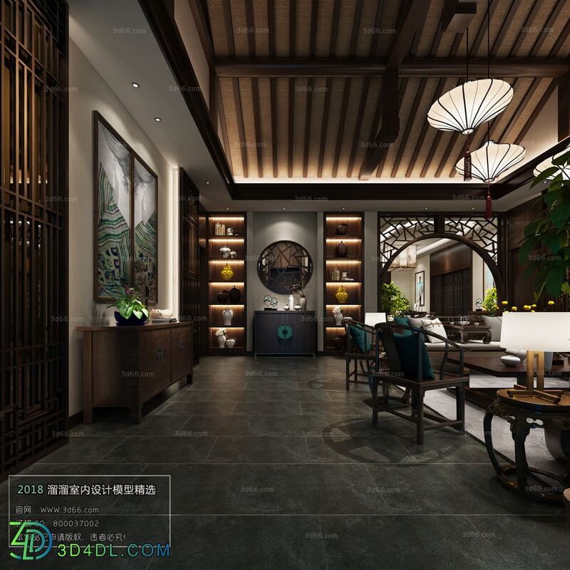 3D66 2018 Sitting room space Chinese style C008