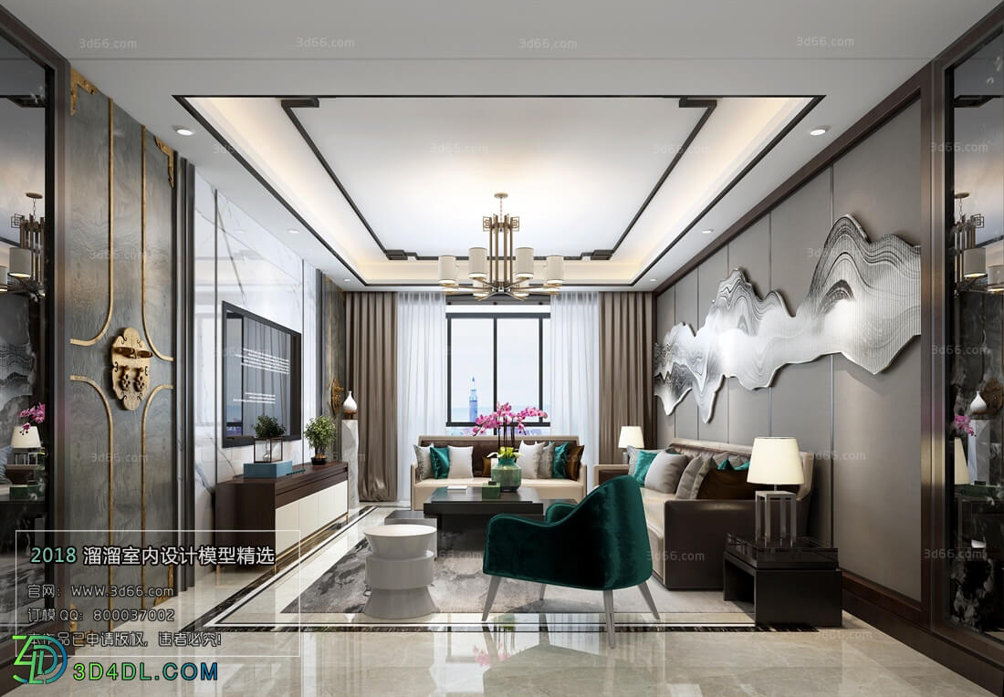 3D66 2018 Sitting room space Chinese style C041