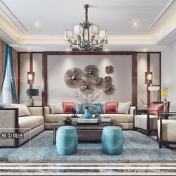 3D66 2018 Sitting room space Chinese style C044 