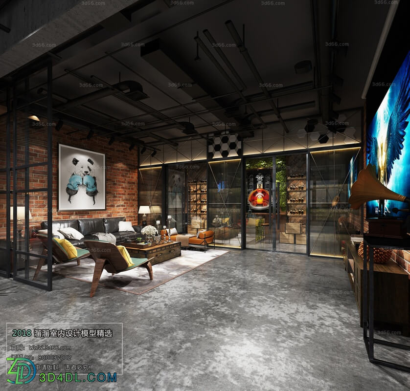 3D66 2018 Sitting room space Industrial style H003