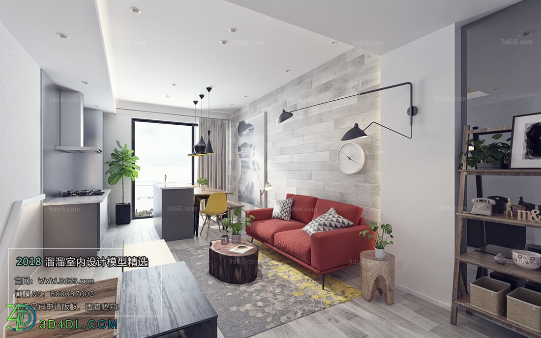 3D66 2018 Sitting room space Industrial style H004