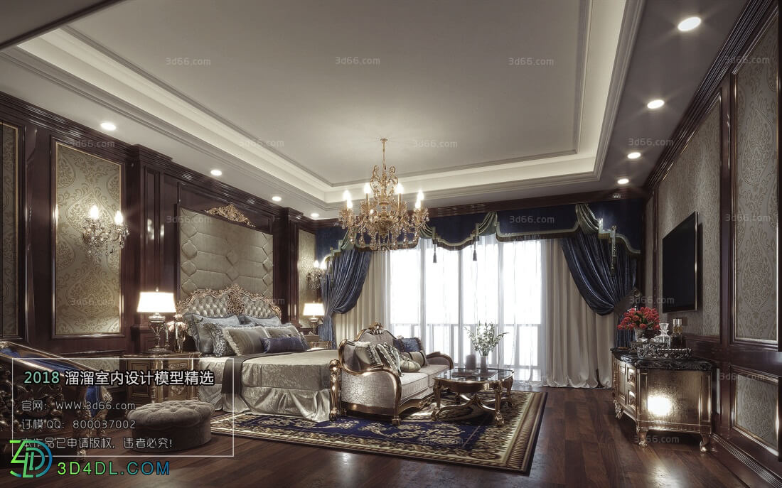 3D66 2018 bedroom American style E004