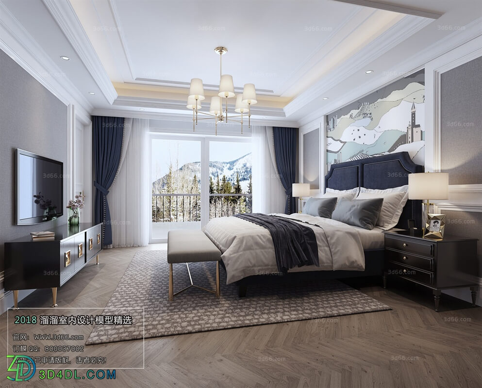 3D66 2018 bedroom American style E009