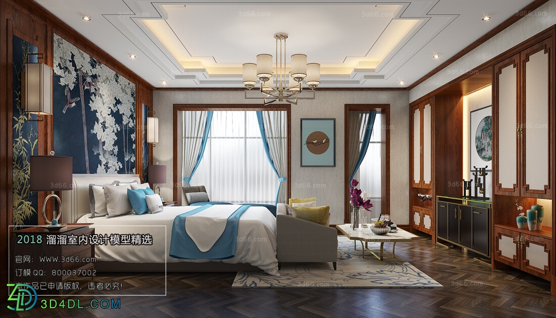 3D66 2018 bedroom Chinese style C011