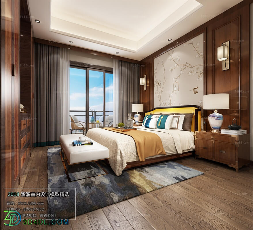 3D66 2018 bedroom Chinese style C012