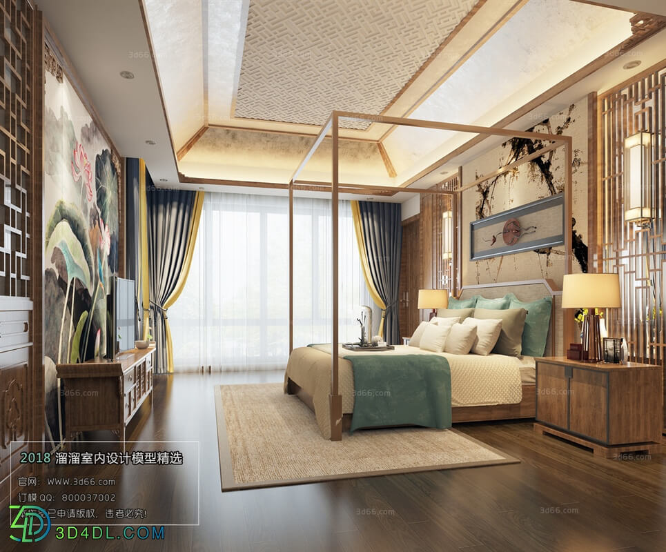 3D66 2018 bedroom Chinese style C036