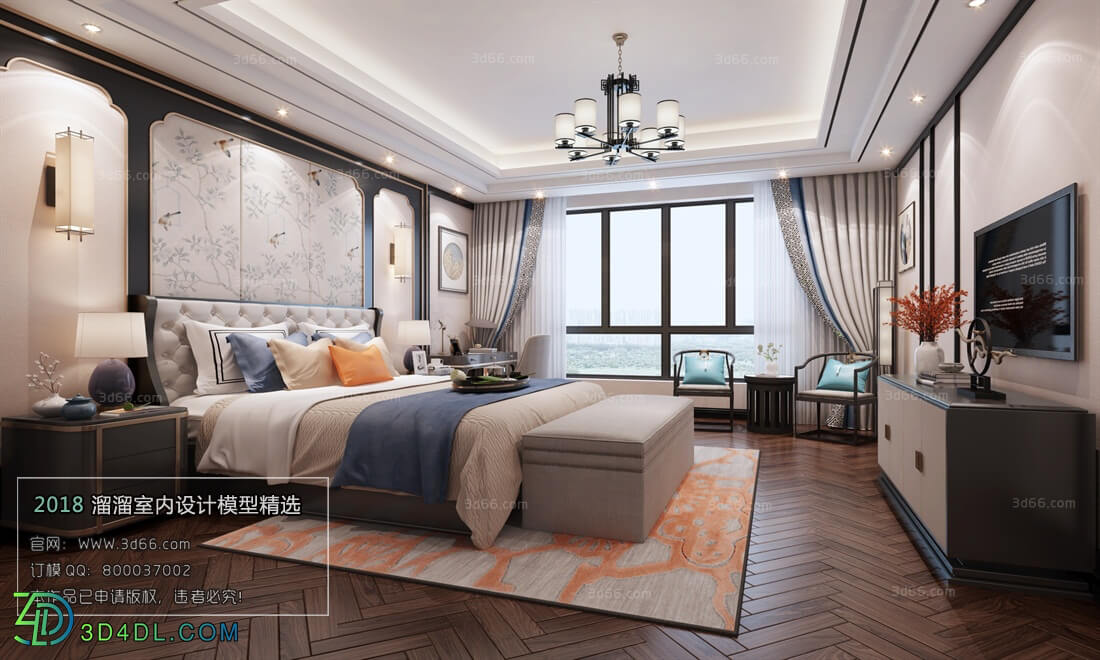 3D66 2018 bedroom Chinese style C037