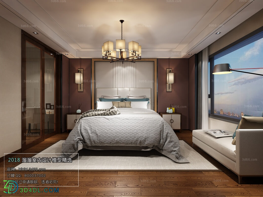 3D66 2018 bedroom Chinese style C042