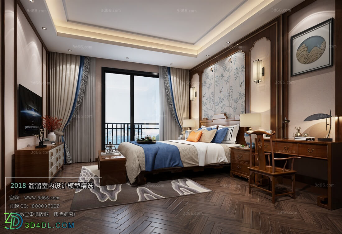 3D66 2018 bedroom Chinese style C045