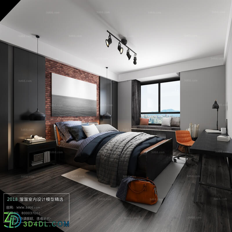 3D66 2018 bedroom Industrial style H001