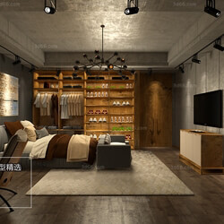 3D66 2018 bedroom Industrial style H004 
