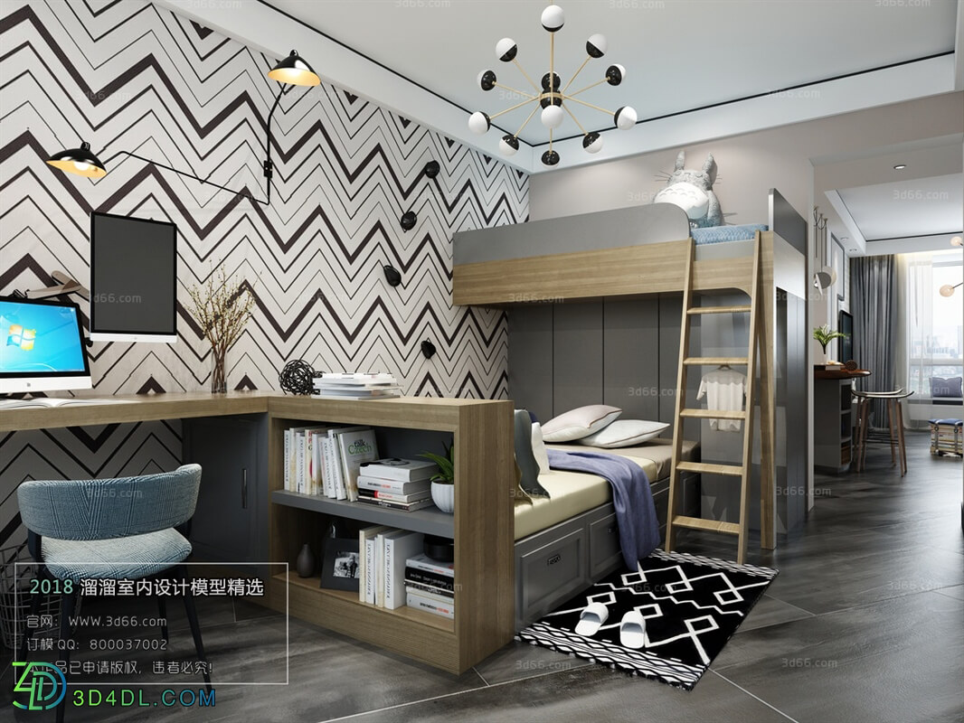 3D66 2018 bedroom Nordic style M008