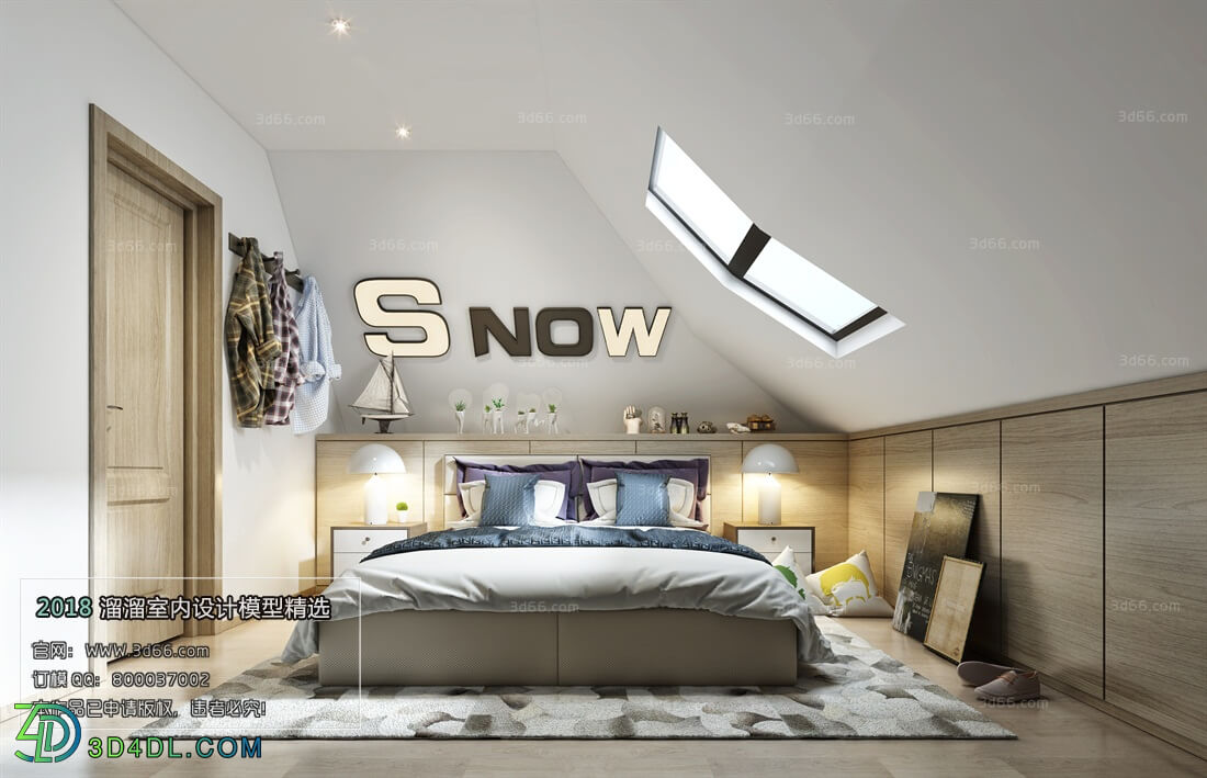 3D66 2018 bedroom Nordic style M009