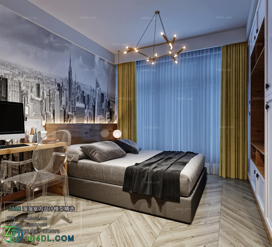 3D66 2018 bedroom Nordic style M014