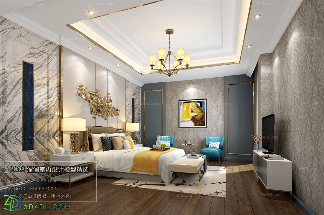 3D66 2018 bedroom Postmodern style B020