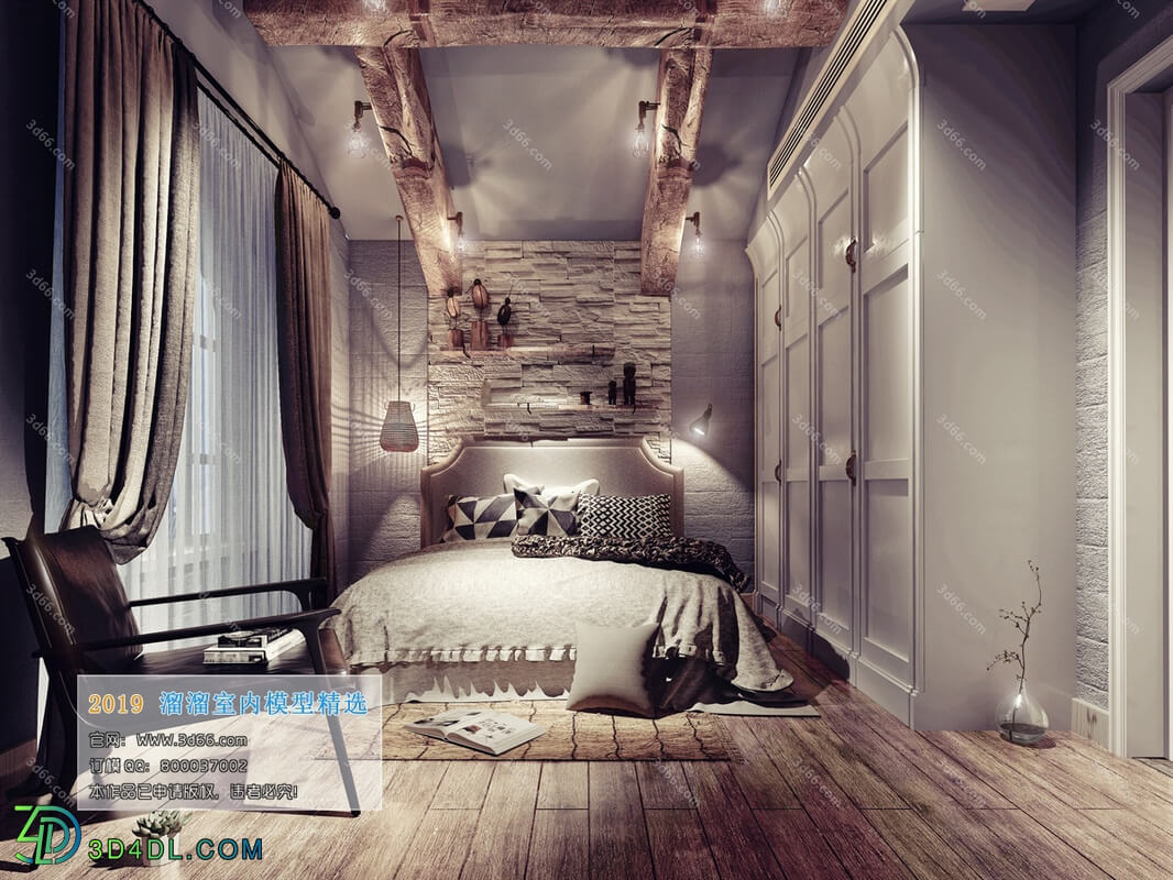 3D66 2019 Bedroom Industrial style H004