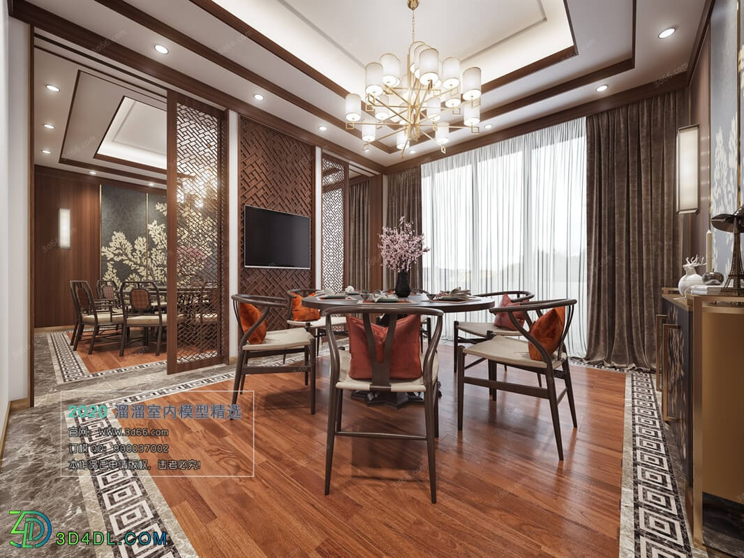 3D66 2019 Dining Interiors Chinese style C001