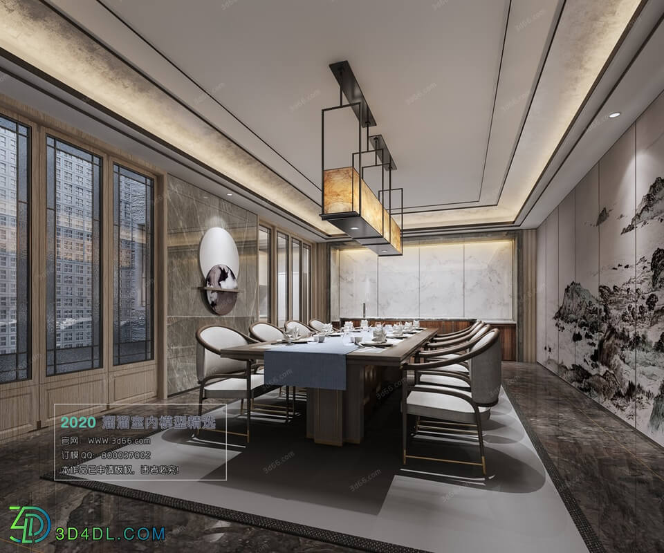 3D66 2019 Dining Interiors Chinese style C010