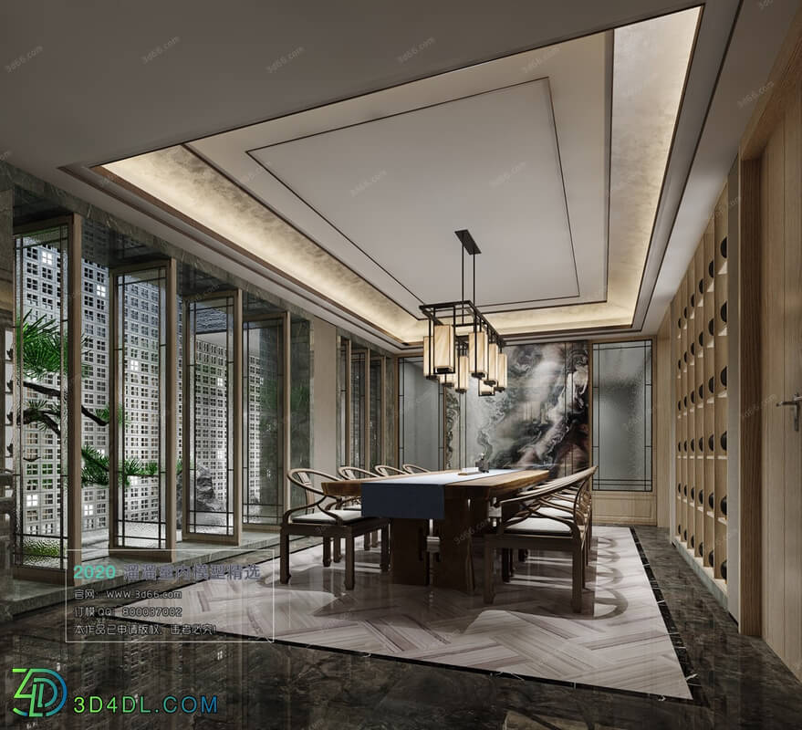 3D66 2019 Dining Interiors Chinese style C011