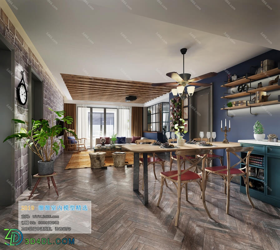 3D66 2019 Dining Room & Kitchen American style E006