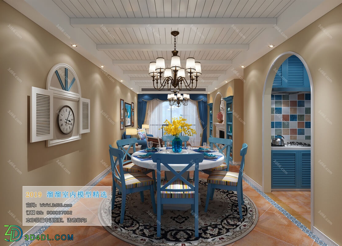 3D66 2019 Dining Room & Kitchen Mediterranean style G001