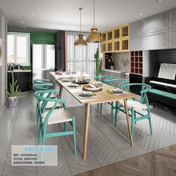 3D66 2019 Dining Room & Kitchen Nordic style M009 