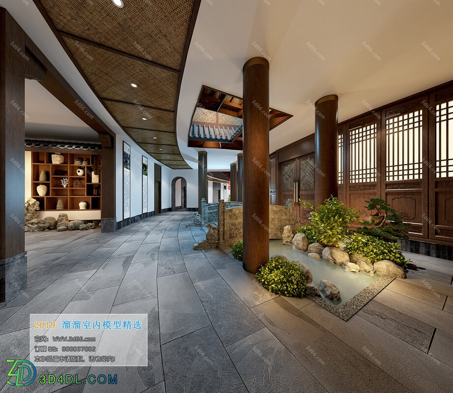 3D66 2019 Elevator Lobby & Aisle Chinese style C002